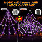 Witchwood™ HKKDKTA Halloween Spider Web Lights Decoration, 250 LED Giant Spider Web 16.4ft Light Up Halloween Web Lights for Yard, Porch Decor (Purple)