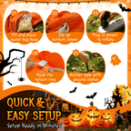 Witchwood™ 7.5 FT Long Halloween Inflatables Pumpkin Family Lighted,7 Pumpkins Blow Up Yard Decoration, Built-in LEDs, Stakes & Tethers Included for Outdoor Lawn Garden Halloween Decor