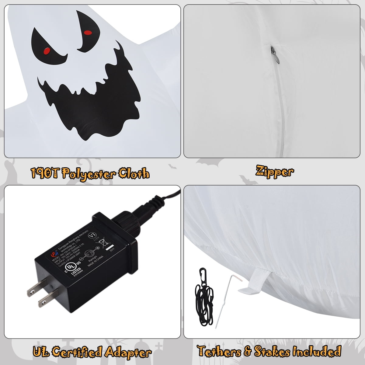 Witchwood™ Topbuy Ghost Blow Up Halloween Outdoor Yard Inflatable, with LED Lights 12'