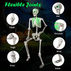 Witchwood™ Costway 5.5 FT Poseable Halloween Skeleton Life-Size Decoration with Built-in Lights Green
