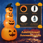 Witchwood™ Gymax 8 ft Inflatable Halloween Pumpkins Stack Holiday Decor w/ Built-in LED Lights