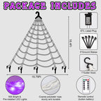 Witchwood™ Scidweet Halloween Decorations Outdoor, 500 LED Halloween Giant Spider Web Lights for Garden Yard Porch Home Decor, Purple White