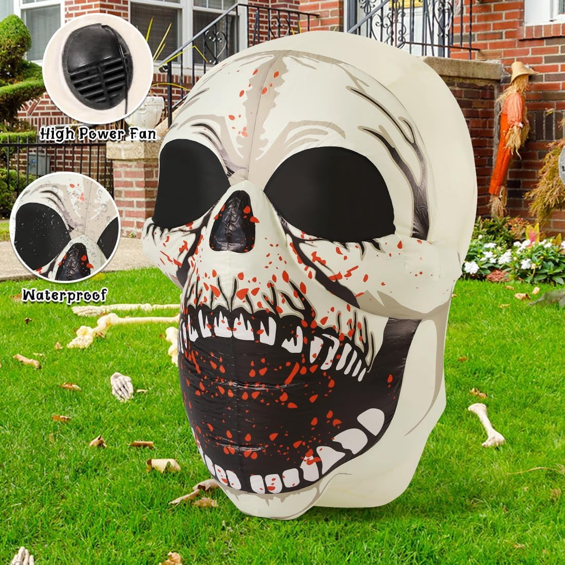 Witchwood™ Halloween Inflatables 4 FT High Halloween Inflatable Skull with Magic LEDs, Scary Skulls Inflatable Halloween Skull Inflatable, Outdoor Halloween Decorations Clearance for Holiday Party