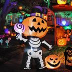 Witchwood™ Halloween Inflatables 6 FT Halloween Pumpkin Inflatable with Skull Body, Scary Blow Up Halloween Pumpkin Decoration with LED Lights, Outdoor Halloween Decorations Clearance for Holiday Party