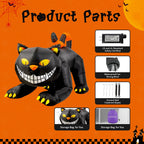 Witchwood™ Halloween Inflatable 6 FT Black Cat Inflatable Moving Head, Scary Halloween Decorations Black Cat with LED Lights Built-in, Halloween Outdoor Decorations Clearance for Holiday/Party/Yard/Garden
