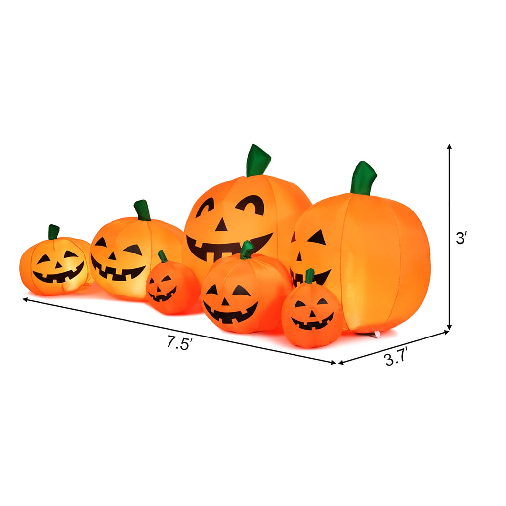 Witchwood™ Costway 7.5' Halloween Inflatable 7 Pumpkins Patch W/LED Light Outdoor Garden Decoration