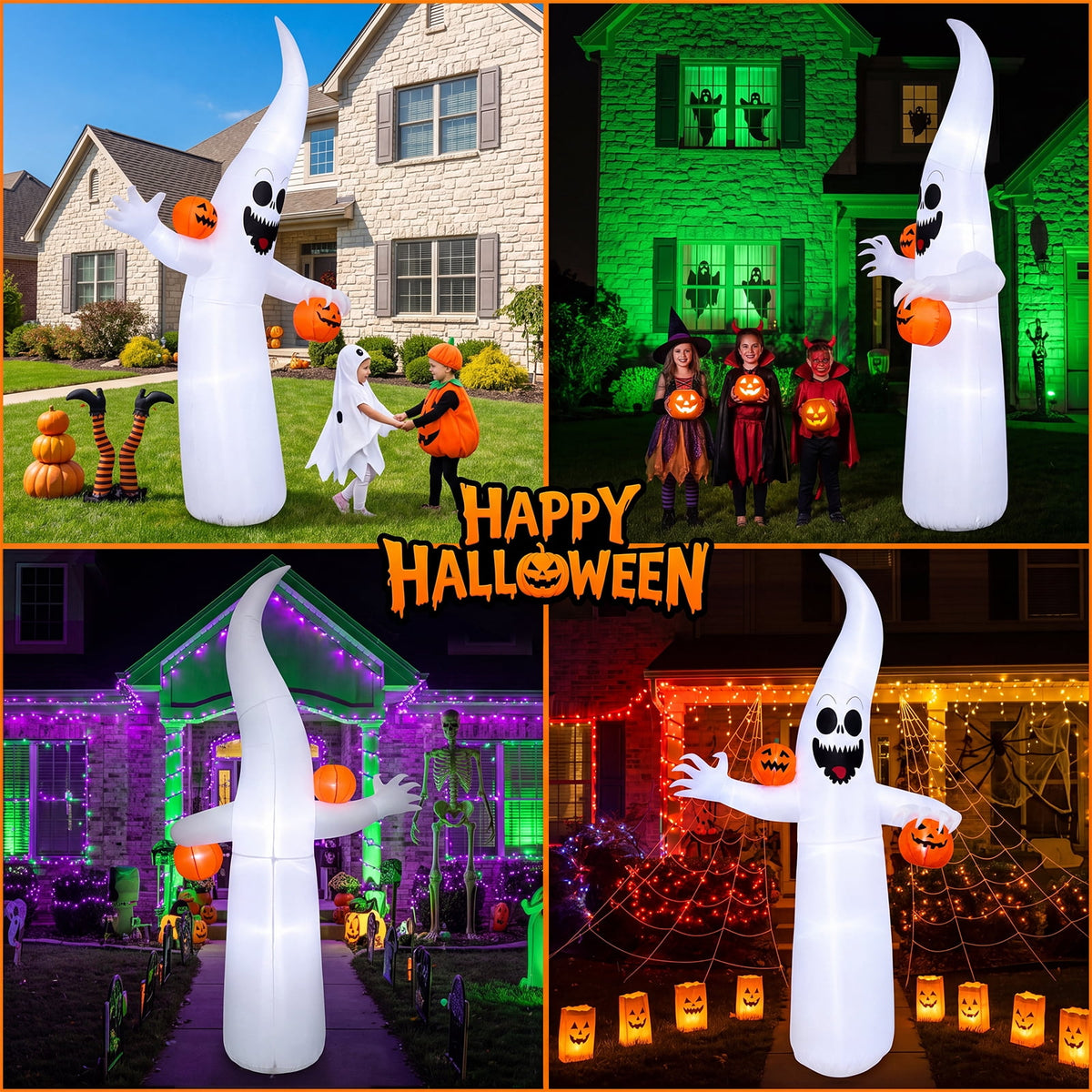 Witchwood™ VETPW Halloween Inflatable, 10 FT Giant Ghost Pumpkin Arch Inflatable Decoration with LED Light for Outdoor, Holiday, Party, Yard, Garden Patio Lawn Outside Decor