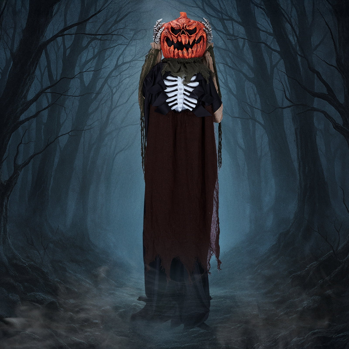 Witchwood™ 6ft Ghost with The Pumpkin Head Halloween Animated Animatronic Decoration w/ Pre-Recorded Screaming