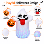 Witchwood™ 5FT Halloween Inflatable Ghost Holding Pumpkin Lantern, Light-Up Blow Up Outdoor Yard Decoration with RGB LED Lights