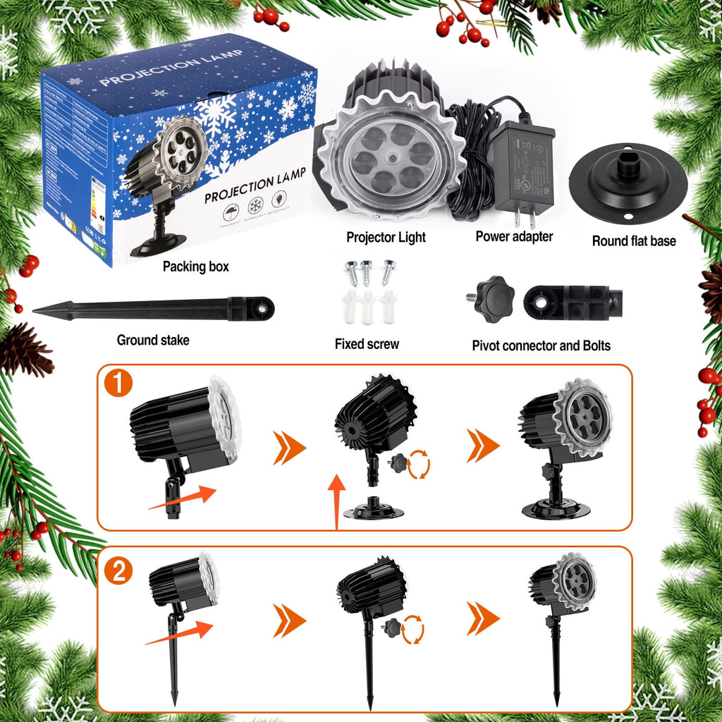 Witchwood™ Outdoor high brightness snowflake projection light, holiday decoration ambient light, Christmas Halloween laser light, light show, waterproof function, indoor home, Christmas, wedding Mother's Day