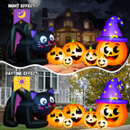 Witchwood™ 9FT Halloween Inflatable Black Cat with Pumpkin,Halloween Yard Decoration with 8 LED Lights,Blow Up Outdoor Lawn Decor