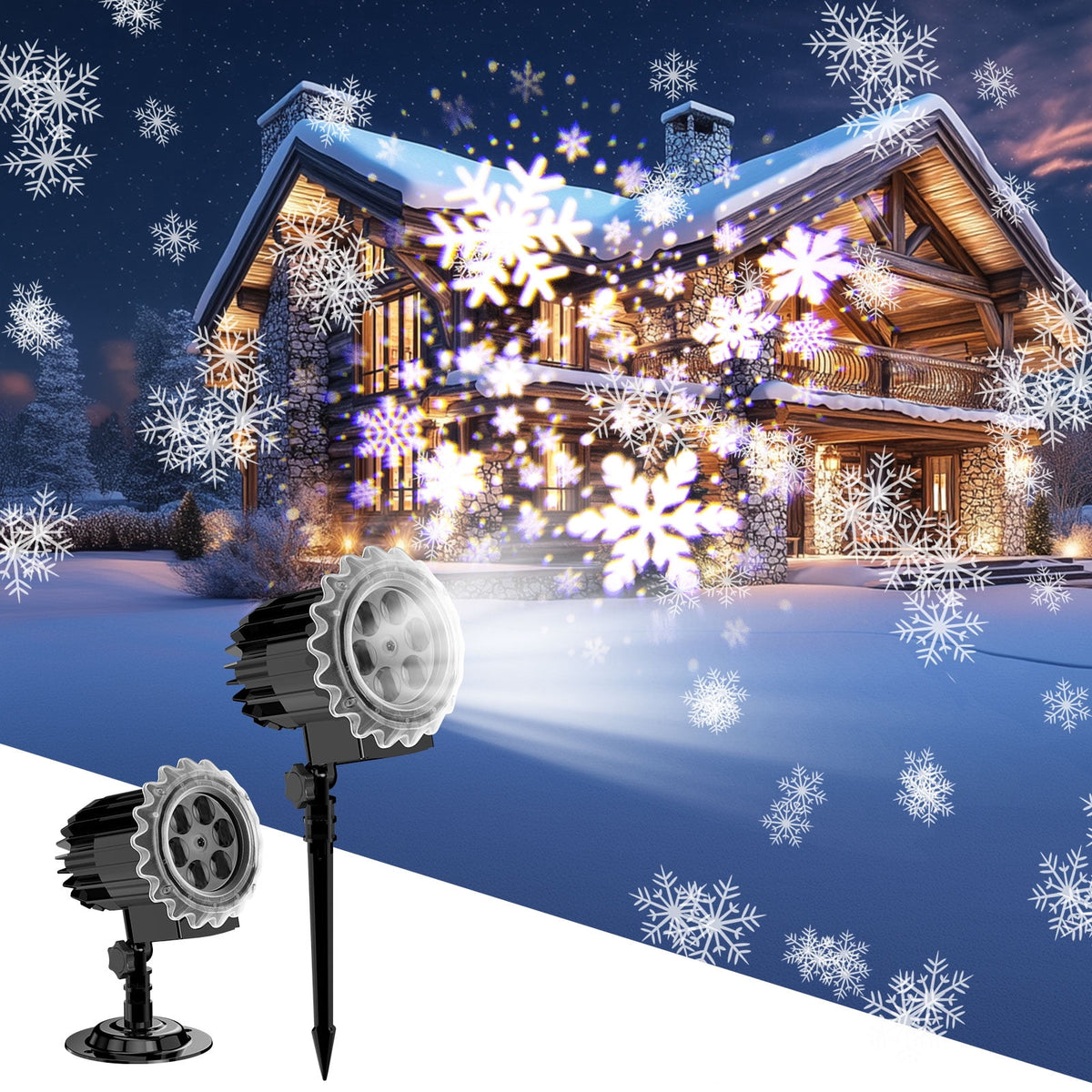 Witchwood™ Outdoor high brightness snowflake projection light, holiday decoration ambient light, Christmas Halloween laser light, light show, waterproof function, indoor home, Christmas, wedding Mother's Day