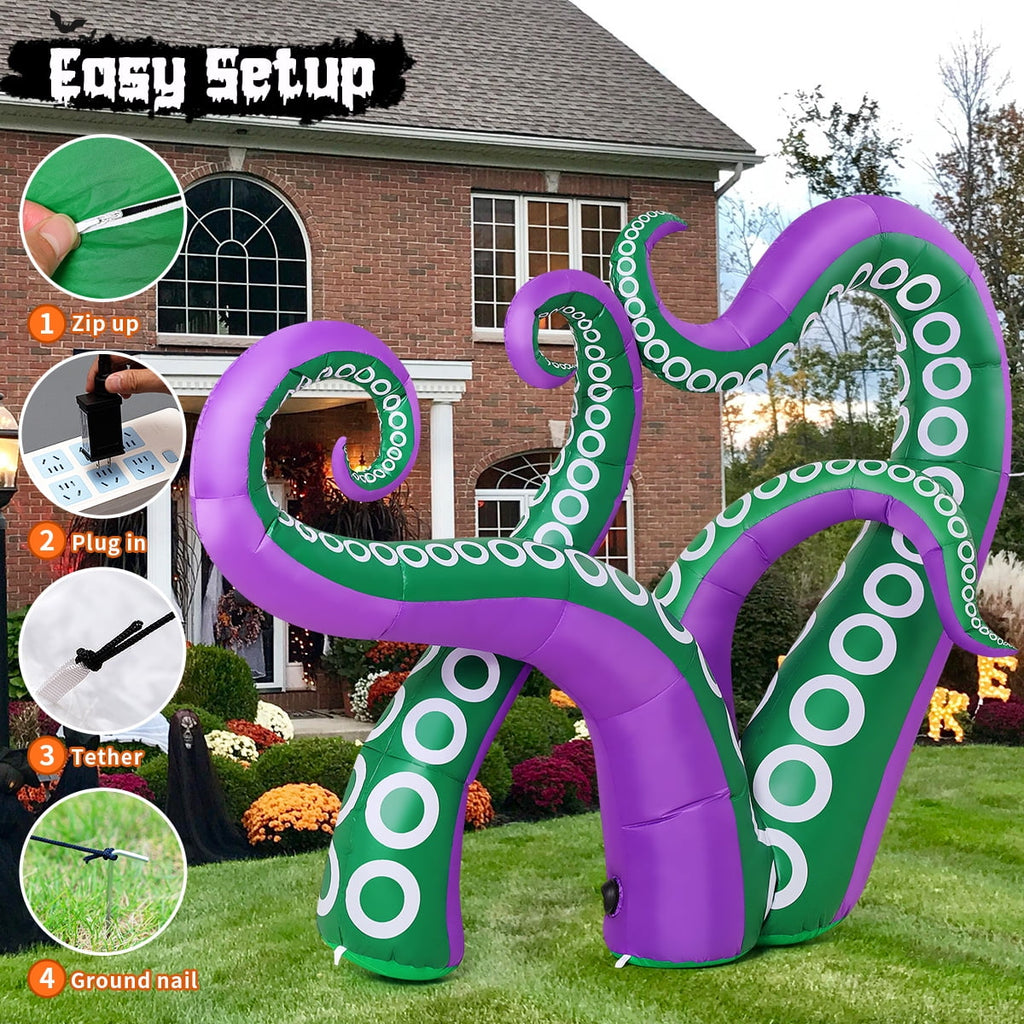 Witchwood™ Halloween Inflatables 7.2 FT Octopus Tentacles Inflatable with Built-in LEDs, Halloween Inflatable Octopus Blow Up Octopus Tentacles, Outdoor Halloween Decorations Clearance for Holiday Party