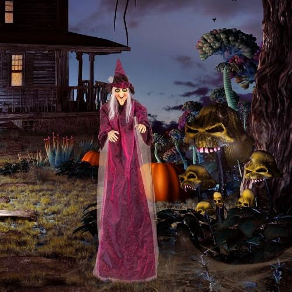 Witchwood™ VINGLI Life Size Animated Talking Witch Halloween Decorations Outside Animatronics Hanging Witch Decor with Spooky Voice Red Lighted Eyes for Outdoor Indoor Party Haunted House Garden 5.9FT