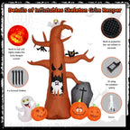 Witchwood™ Coolmade 8 ft Halloween Inflatable Outdoor Dead Tree with Ghosts Pumpkins Tombstone Bat, Halloween Blow Up Yard Decorations Clearance with Build-in LED Lights for Holiday Party Lawn Yard Garden