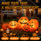 Witchwood™ 7.5 FT Long Halloween Inflatables Pumpkin Family Lighted,7 Pumpkins Blow Up Yard Decoration, Built-in LEDs, Stakes & Tethers Included for Outdoor Lawn Garden Halloween Decor