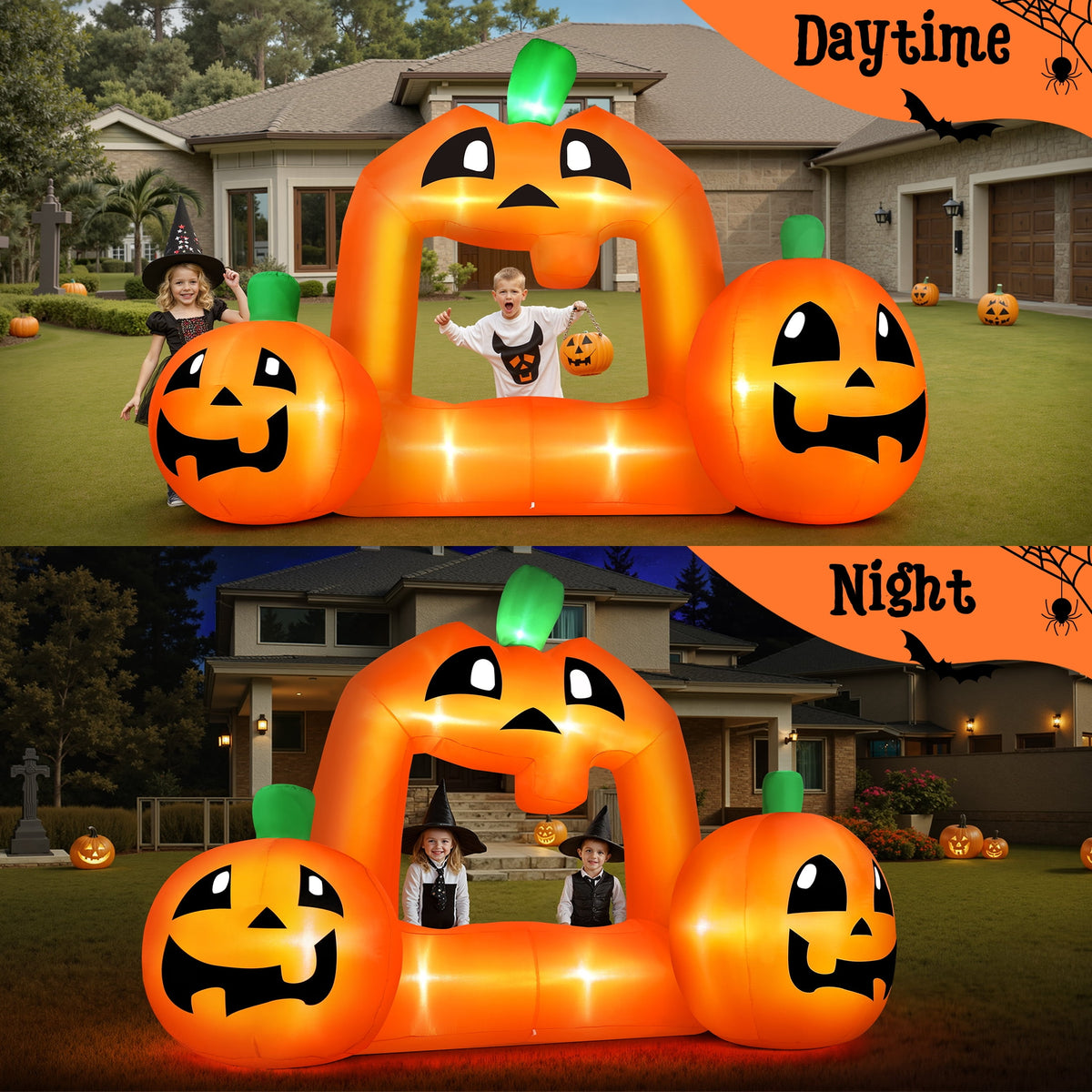 Witchwood™ 8.5FT Halloween Inflatable,Pumpkin Photo with Lights for Party Yard Decorations