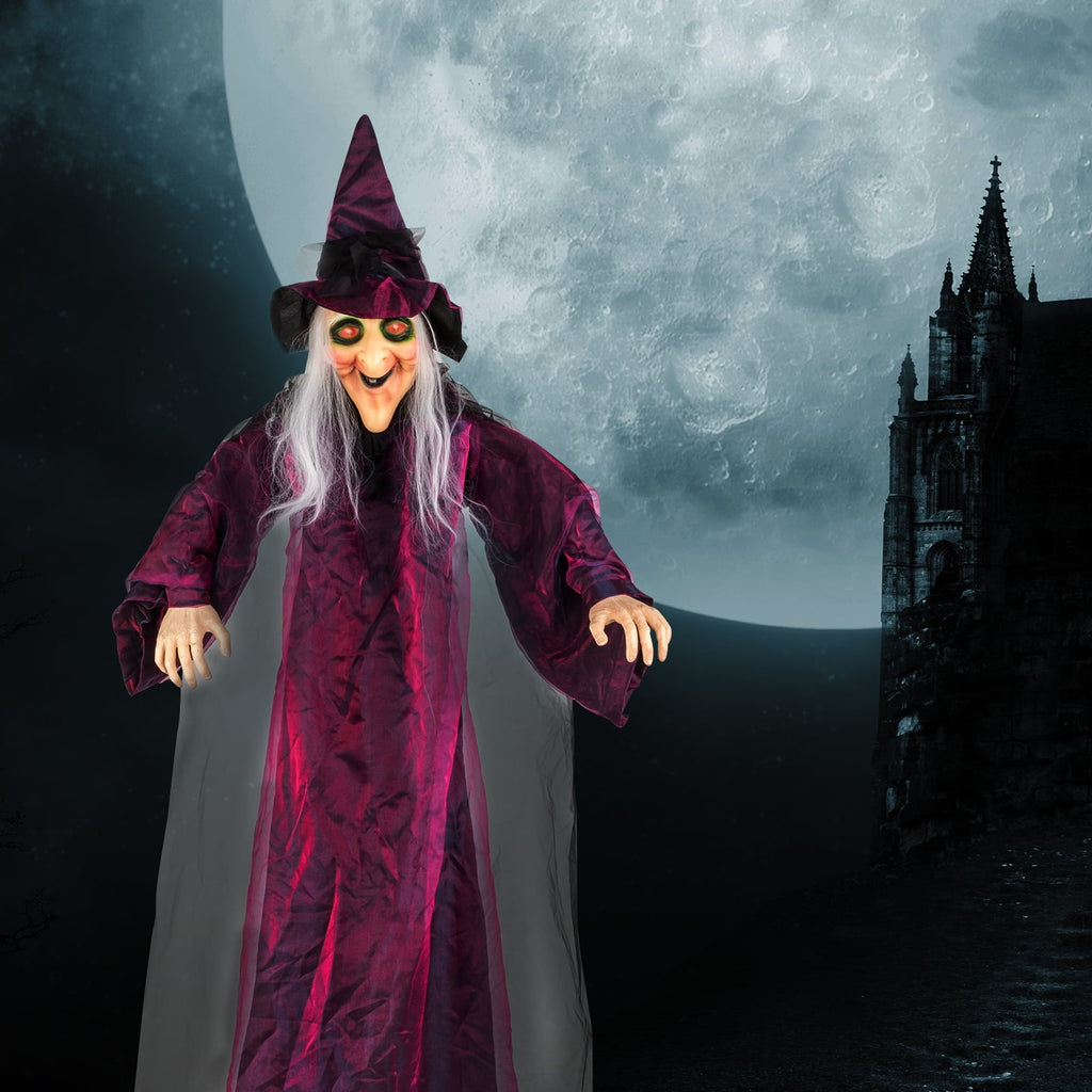 Witchwood™ Halloween Witch Hanging Animated Screaming Witch w/ Pre-Recorded Sound, LED Eyes for Yard Outdoor Home Garden