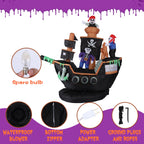 Witchwood™ 7 FT Halloween Inflatable Skeletons Ghosts on Pirate Ship Lights Decor Outdoor Indoor Holiday Decorations, Blow up Lighted Yard Decor, Giant Lawn Inflatables Home Family Outside Decor