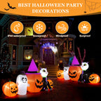 Witchwood™ 8ft Halloween Inflatable Pumpkins Outdoor Decor with Black Cat and Spectre,Built-in LED Lights,for Halloween Party,Yard,Garden,Lawn